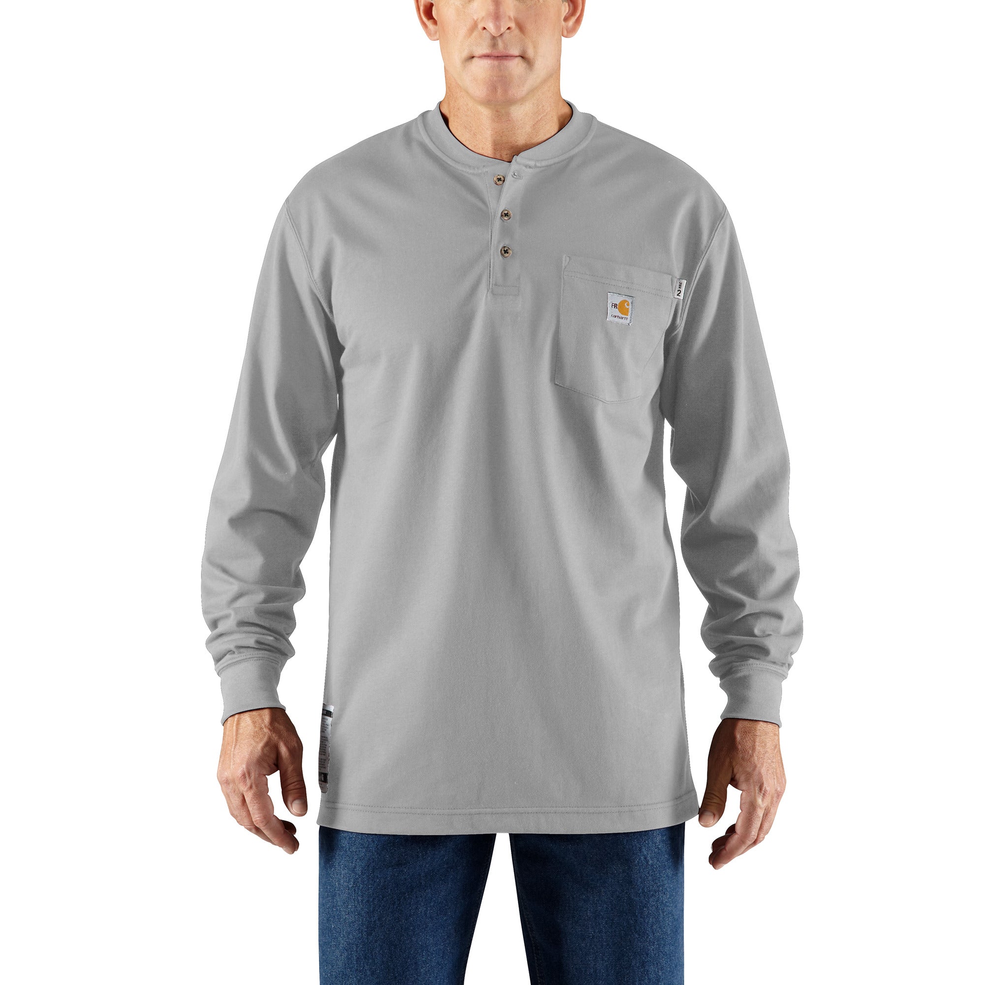100237 - Carhartt FR Force Cotton Long-Sleeve Henley (Stocked In USA)