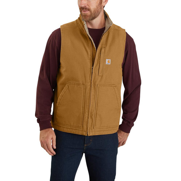 104277- Carhartt Washed Duck Sherpa Lined Mock Neck Vest (Stocked In C