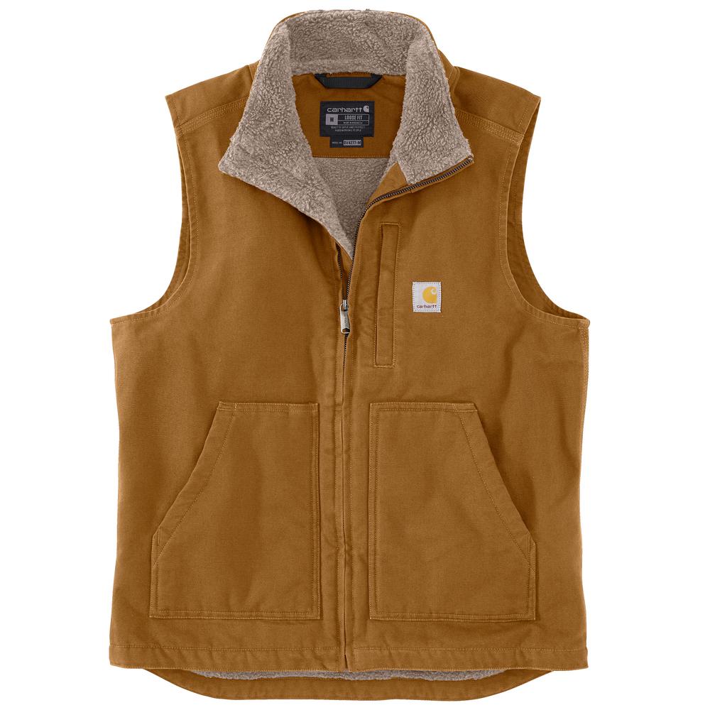 104277- Carhartt Washed Duck Sherpa Lined Mock Neck Vest (Stocked In Canada)*