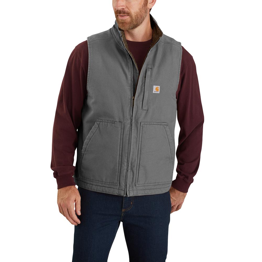 104277- Carhartt Washed Duck Sherpa Lined Mock Neck Vest (Stocked In USA)*