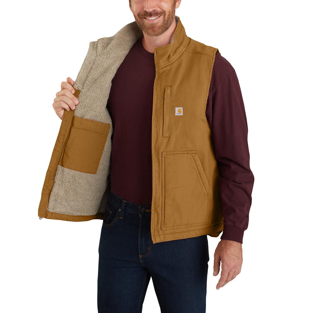 104277- Carhartt Washed Duck Sherpa Lined Mock Neck Vest (Stocked In Canada)*