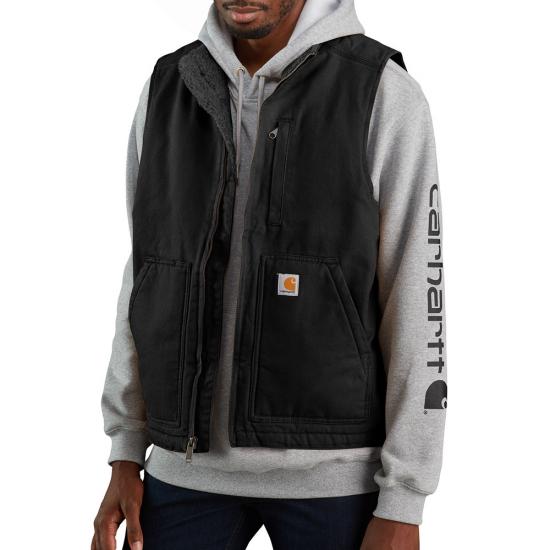 104277- LOOSE FIT WASHED DUCK SHERPA-LINED MOCK-NECK VEST (CLEARANCE)